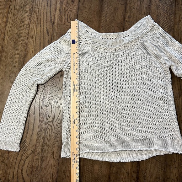 Free People sweater loose cotton knit wide neck sweater oatmeal gray medium - Picture 8 of 11